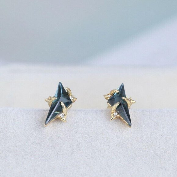 Alexis Bittar Pyramid Green/Gold Crystal Earrings - Picture 1 of 10